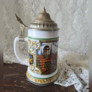 Vintage BMF West Germany Lidded Beer Stein Mug